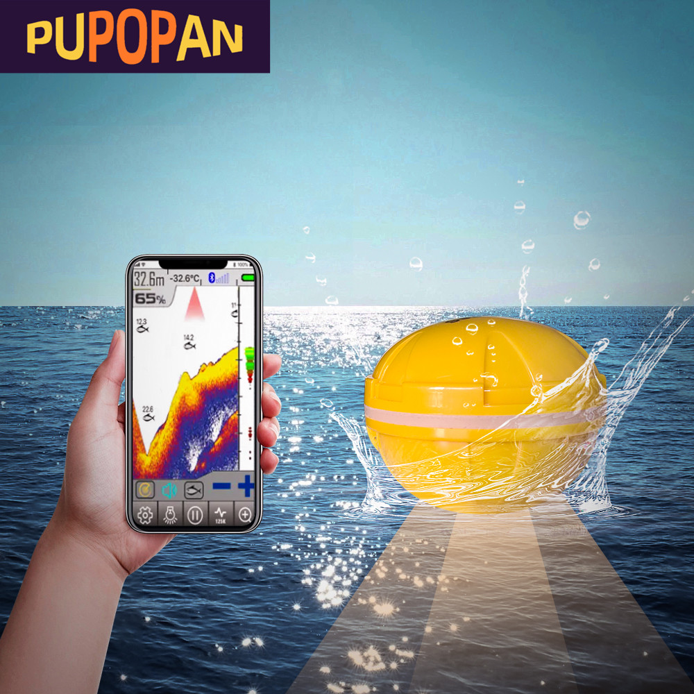 Fish Finder Gps - PUPOPAN 100M brandneuer Smartphone-Fischfinder Sonar Bluetooth